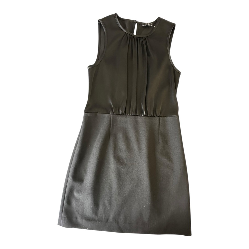 Theory Dress Women's Size 2 Black Satin Wool Blend‎ Blouson Mini Dress